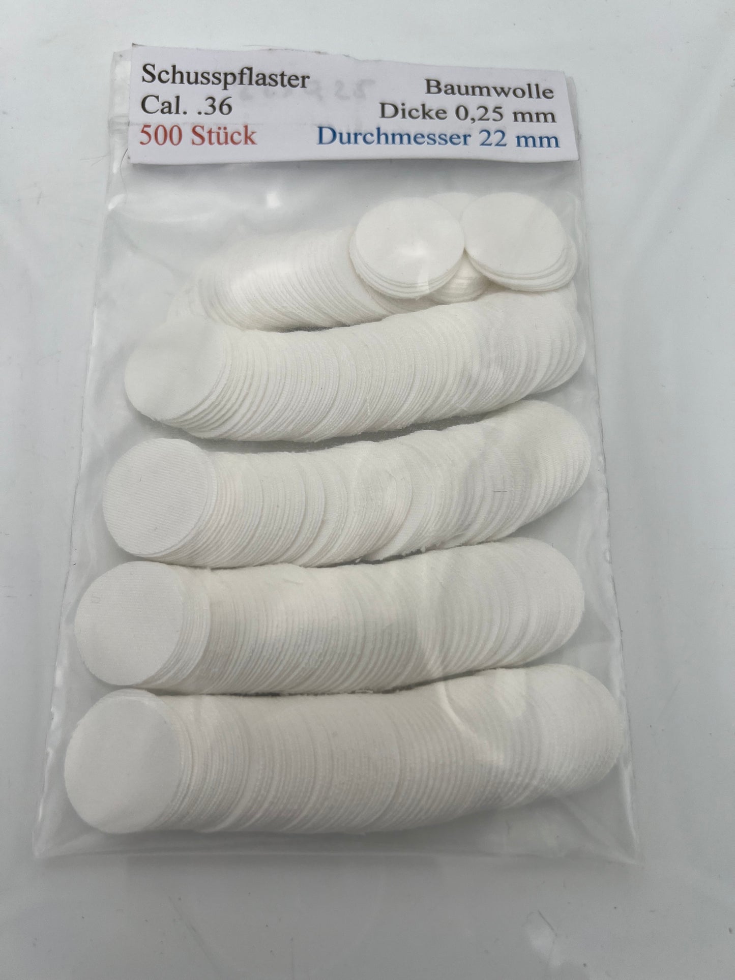 22 mm / 0,22 mm | Schusspflaster | Kal. .36 bis .41