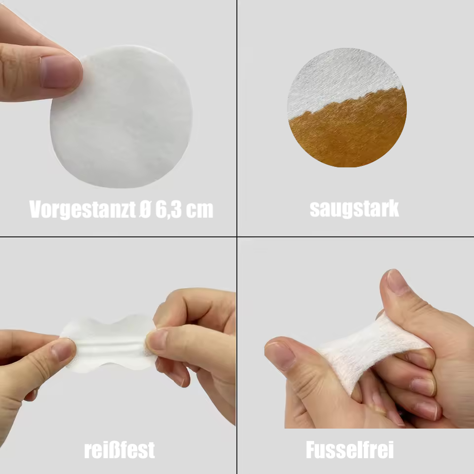 Reinigungspads aus Vlies | Weiß | Rund Ø 3,8 - 6,3 cm