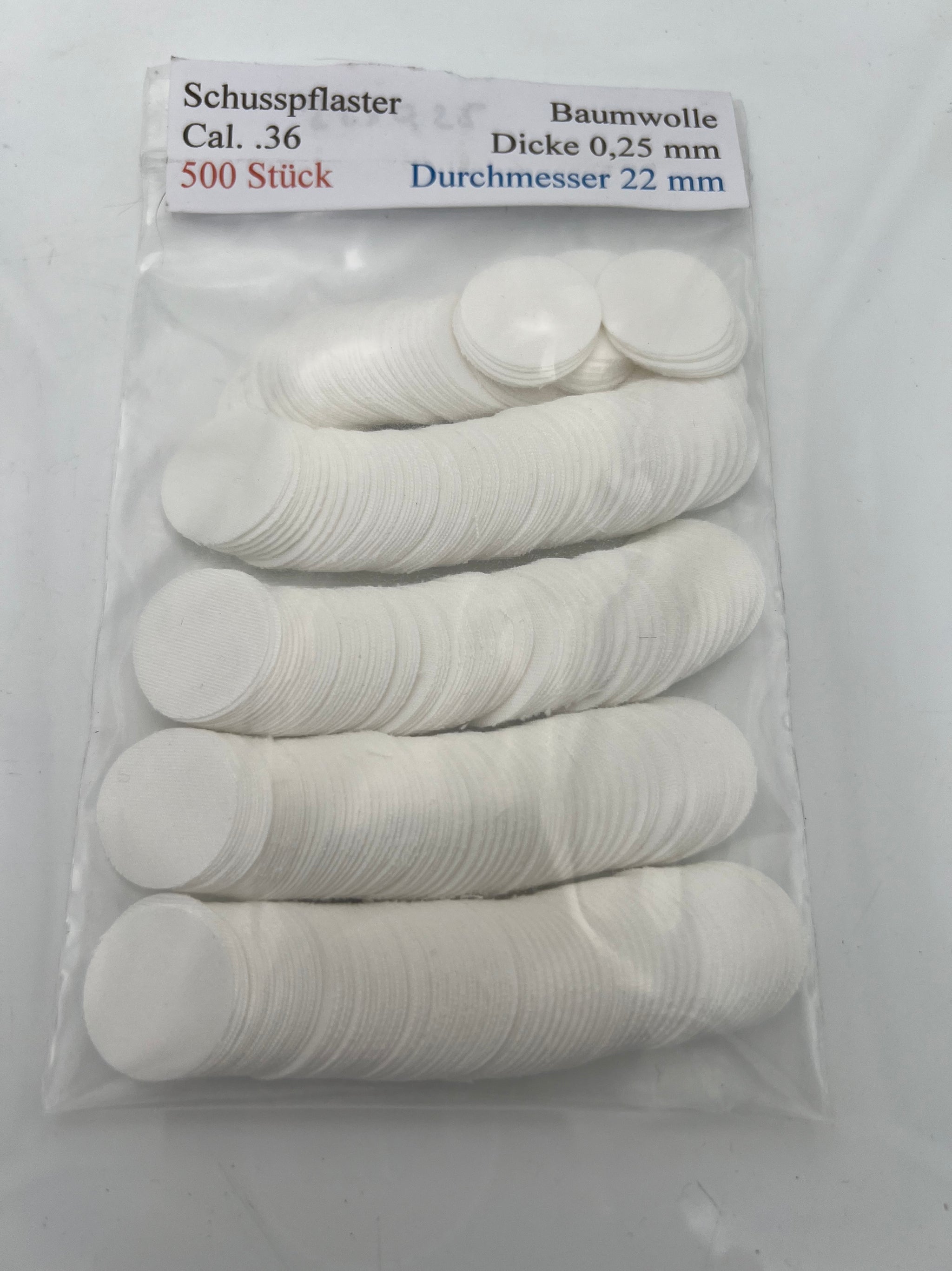 22 mm / 0,22 mm | Schusspflaster | Kal. .36 bis .41