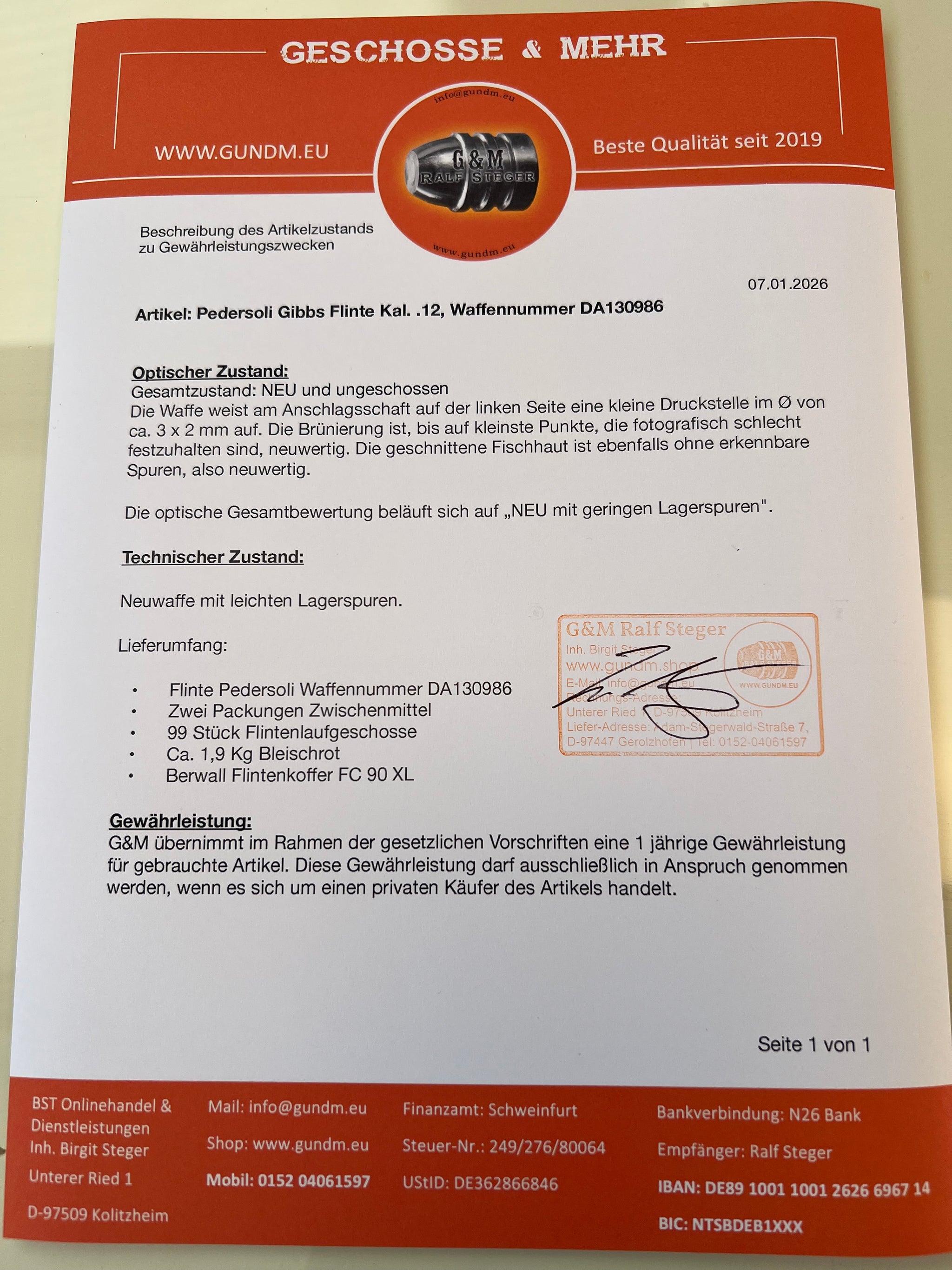 Pedersoli | Gibbs Percussion Rifle | .12 Caliber | Used - Like New | Weapon Number DA143109