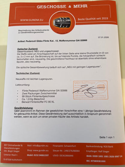 Pedersoli | Gibbs Perkussionsgewehr | Kal. .12 | Neuwertig | Waffennummer DA130986