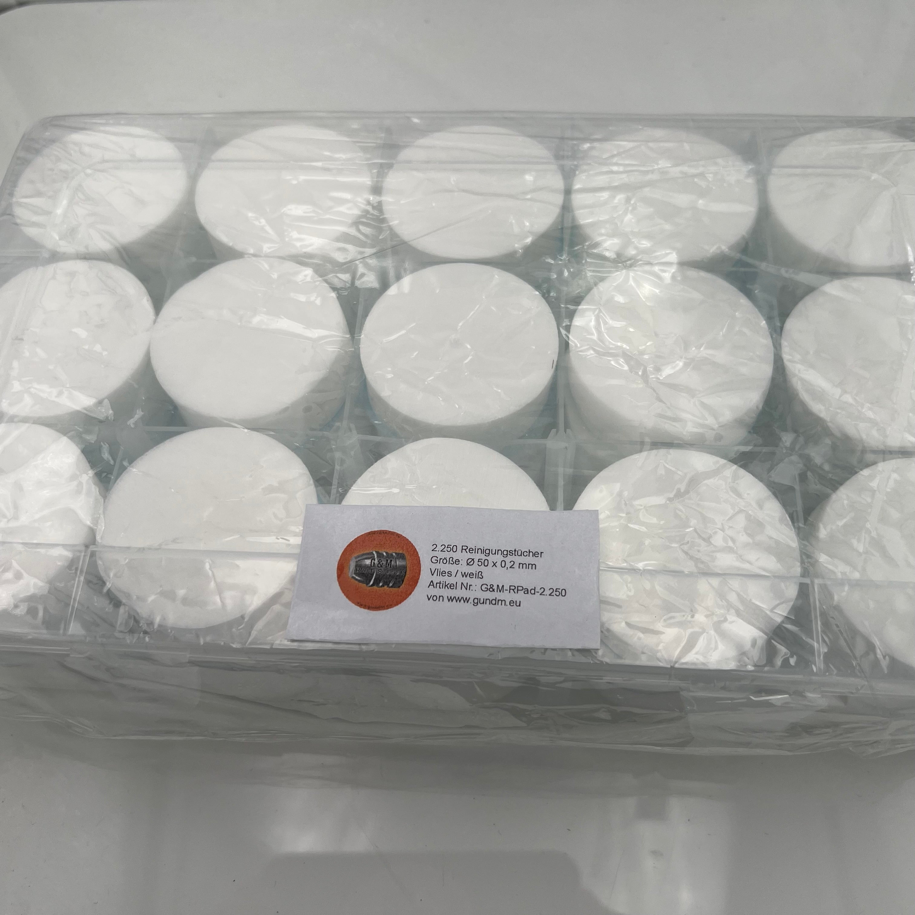 Reinigungspads aus Vlies  | Weiß | Rund 50 x 0,2 mm
