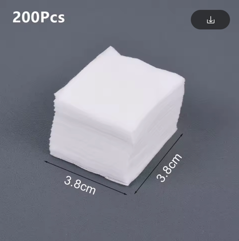 200 Reinigungspads aus Baumwolle | Weiß | 3,8 × 3,8 cm